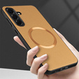 Huse pentru Samsung Galaxy A56 5G, Leather Hybrid MagSafe, de aur
