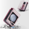 Husa cu clapetă CASEME pentru Samsung Galaxy Z Flip5 5G, Litchi Wallet, roz