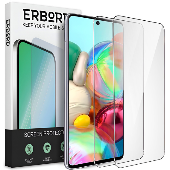 2x sticlă călită pentru Samsung Galaxy A71, ERBORD 9H Hard Glass pe ecran