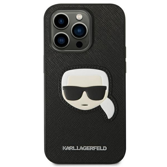 Karl Lagerfeld Huse pentru iPhone 14 Pro Max, Saffiano Karl's Head Patch, negru