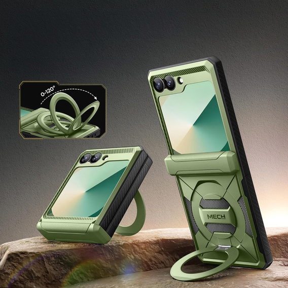 Husă Tongate MECH cu MagSafe pentru Samsung Galaxy Z Flip7 FE / Z Flip6, verde