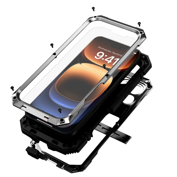 Husă blindată pentru iPhone 16 Pro, R-JUST, de argint