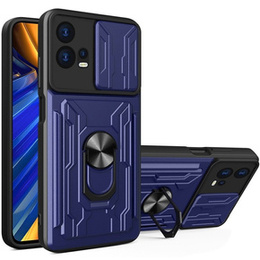 Husă blindată pentru Motorola Edge 30 Fusion 5G, Camera Slide Card Slot, albastru