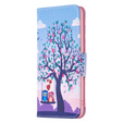 Cu clapetă pentru Xiaomi 13 Lite, Wallet, tree & owls, albastru