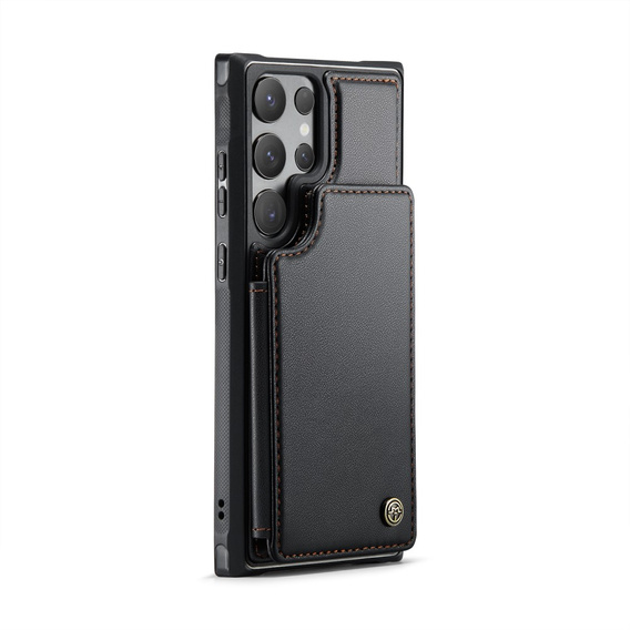 Husa cu clapetă CASEME pentru Samsung Galaxy S25 Ultra, Litchi Wallet, negru