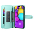 Cu clapetă pentru iPhone 16, Wallet Zipper Pocket, verde