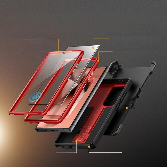 Husa pentru Samsung Galaxy S24 Ultra, Tongate MECH Series Clip, roșu