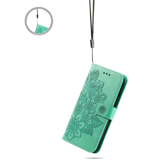 Cu clapetă pentru Xiaomi Redmi Note 12 5G / POCO X5 5G, Mandala Flower, verde