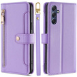 Cu clapetă pentru Samsung Galaxy A16, Wallet Zipper Pocket, violet