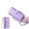 Cu clapetă pentru iPhone 14 Pro, Wallet Zipper Pocket, violet