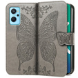 Cu clapetă pentru Realme 9i / Oppo A96, Butterfly, gri