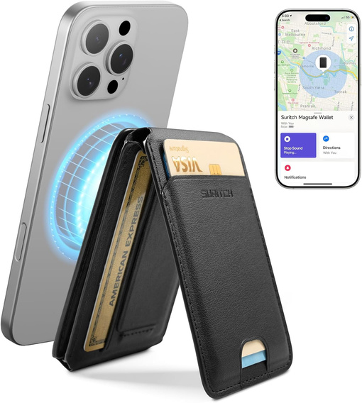 Portofel magnetic cu localizare, NFC și suport pentru iPhone 16 Pro