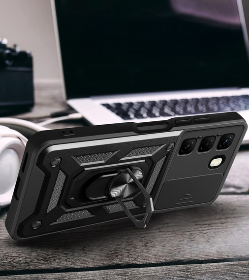 Husă blindată pentru Infinix Hot 50 Pro+ 4G, CamShield Slide, negru