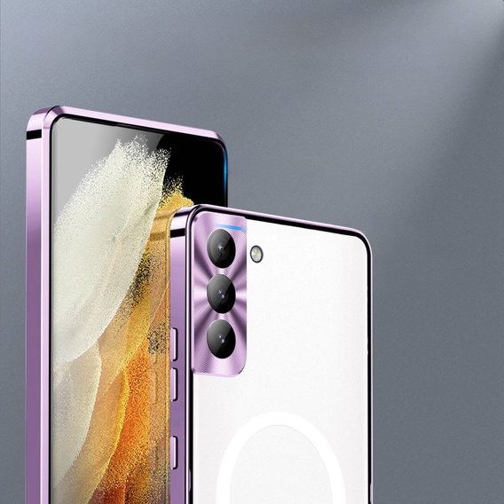 Carcasă de protecție pentru camera foto pentru Samsung Galaxy S21 FE 5G, CamShield MagSafe, transparent / violet