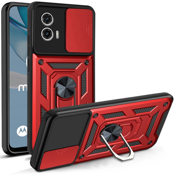Husă blindată pentru Motorola Moto G53 5G, CamShield Slide, roșu