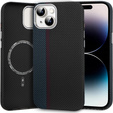 Carcasa pentru iPhone 14, Carbon Fiber MagSafe, negru / albastru