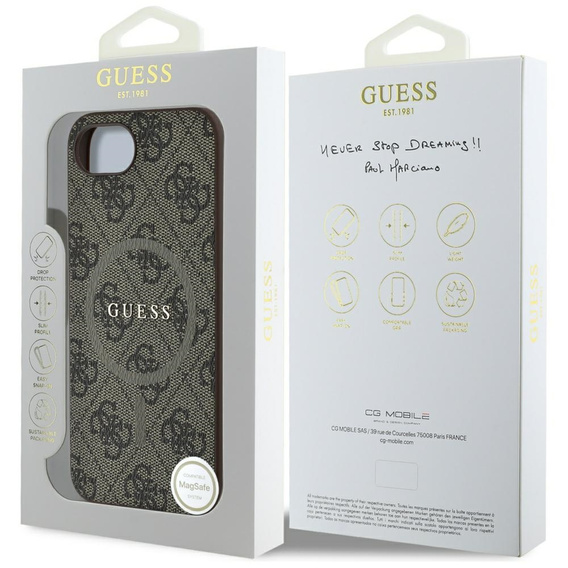 GUESS Huse pentru iPhone 16E, 4G Ring Classic Logo, maro
