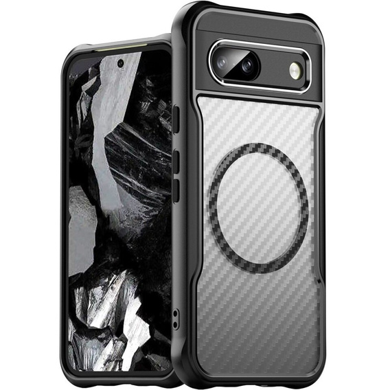Husă pentru Google Pixel 8A, Fusion Hybrid Carbon, pentru MagSafe, negru