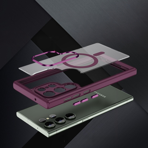 Husă pentru Samsung Galaxy S23 Ultra, ERBORD Impact Guard, MagSafe, maroon