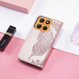 Cu clapetă pentru Motorola Moto G15 / Motorola Moto G15 Power, Butterfly, roz rose gold