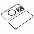 Carcasa Magnetic Dual Glass MagSafe pentru iPhone 16 Pro, de argint