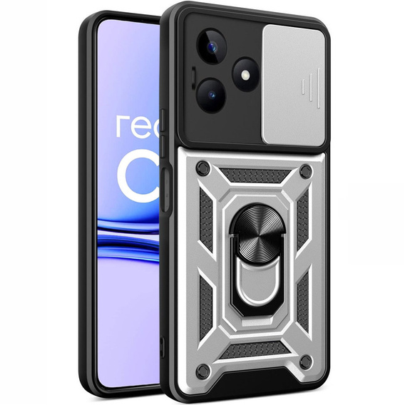 Husă blindată pentru Realme C53 4G, CamShield Slide, de argint
