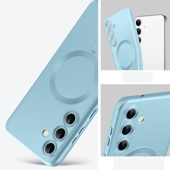 Carcasă pentru Samsung Galaxy A36, ColorMag, pentru MagSafe, albastru + sticlă călită 9H