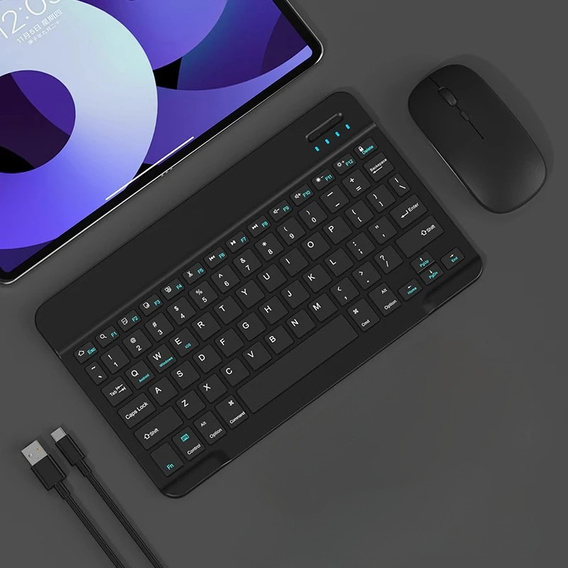 Set tastatură wireless și mouse Bluetooth pentru Android/Windows, negru