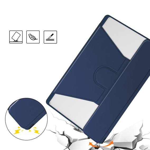 Husă pentru tastatură pentru Lenovo Tab M11, Rotary 360° Leather, albastru închis