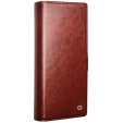 Carcasa flip pentru Samsung Galaxy S25 Ultra, QIALINO Leather Wallet, maro închis