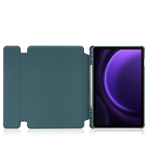 Husă pentru tastatură pentru Samsung Galaxy Tab S10 Lite / S10 FE / S9 FE, Rotary 360° Leather, verde închis