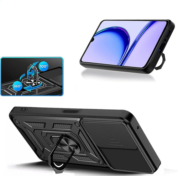 Husă blindată pentru Realme Note 50, CamShield Slide, negru