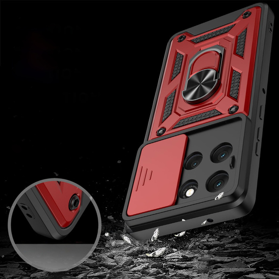 Husă blindată pentru Motorola Moto G86 5G, CamShield Slide, roșu