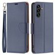 Cu clapetă pentru Samsung Galaxy A55 5G, Wallet Litchi Leather, albastru închis