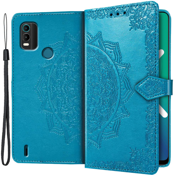 Cu clapetă pentru Nokia C21 Plus, Mandala, albastru