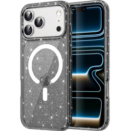 Husă pentru iPhone 17 Pro, pentru MagSafe, glitter - negru translucid