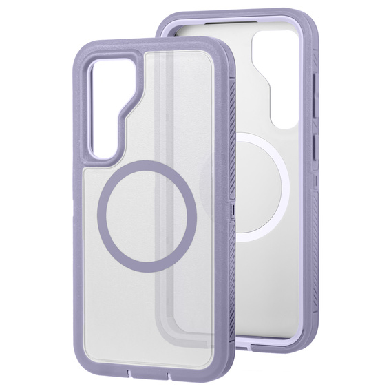 Carcasă cu ramă pentru Samsung Galaxy S23 FE, pentru MagSafe, transparent / violet