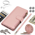 Cu clapetă pentru Samsung Galaxy S24 Ultra, Wallet Zipper Pocket RFID, cu curea de umăr, negru