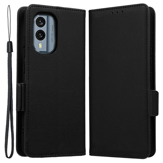 Cu clapetă pentru Nokia X30 5G, Wallet Litchi Magnet Case, negru