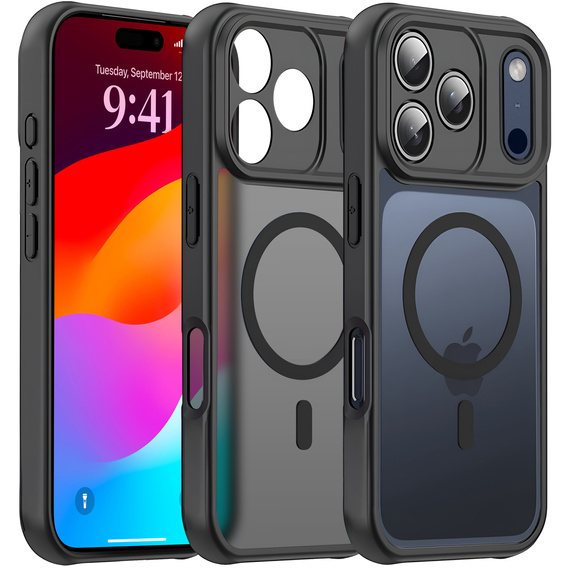 Husă mată pentru iPhone 17 Pro Max, pentru Magsafe, negru mat
