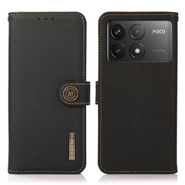 KHAZNEH RFID caz pentru Xiaomi Poco F6 Pro, Litchi Texture, negru