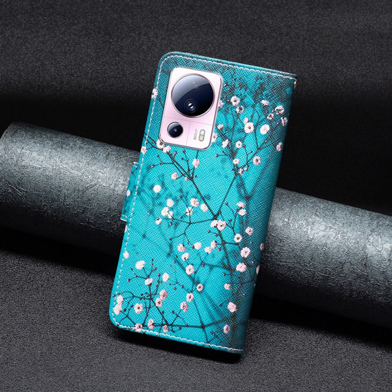 Cu clapetă pentru Xiaomi 13 Lite, Wallet, sakura, albastru