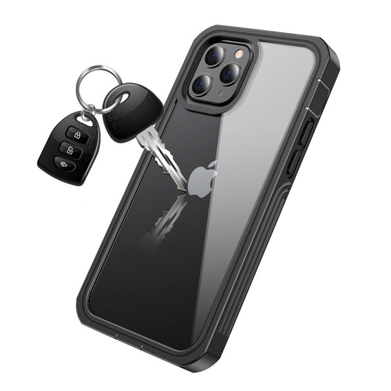 Carcasă pentru iPhone 12/12 Pro, Shockproof, cu folie, negru