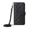 Carcasă cu clapetă pentru Xiaomi Poco F7 Ultra, Crossbody Leather Wallet, negru