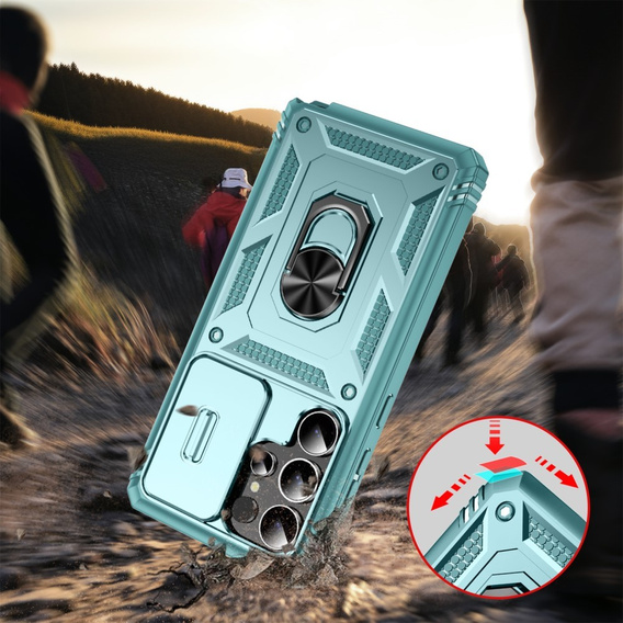 Husă pentru Samsung Galaxy S25 Ultra, KickStand Camera Lens, albastru