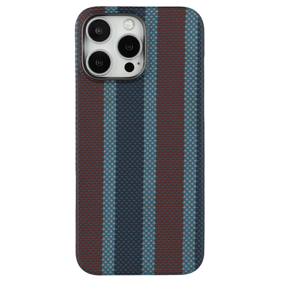 Carcasă pentru iPhone 16 Pro Max, Aramid Fiber Slim Case, pentru MagSafe, albastru / roșu