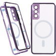 Carcasa Magnetic Dual Glass MagSafe pentru Samsung Galaxy S22, violet