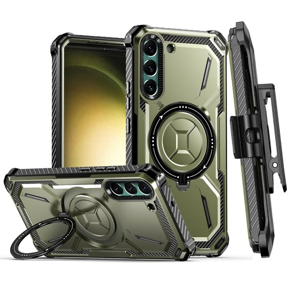 Huse pentru Samsung Galaxy S23 Plus, Heavy Duty Ring Belt Clip, verde