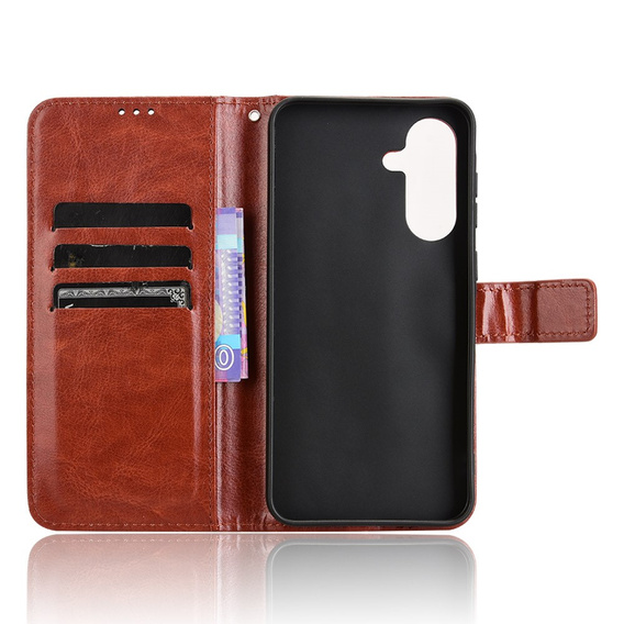 Cu clapetă pentru Samsung Galaxy A56, Crazy Horse Wallet, maro