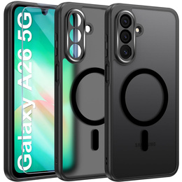 Husă pentru Samsung Galaxy A26, pentru MagSafe, ERBORD Matt Case, negru + sticlă pentru ecran